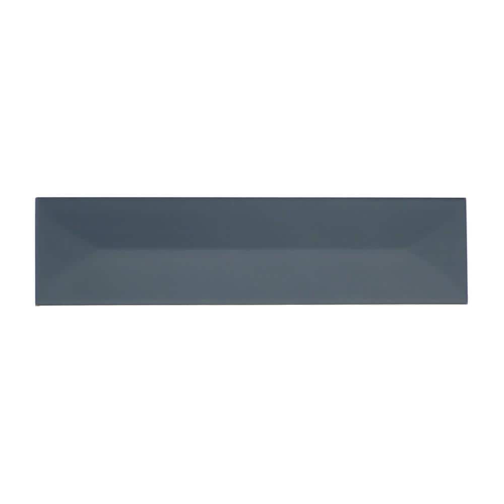 Estasi Navy Peak 2.95 in. x 11.81 in. Matte Ceramic Floor and Wall Tile (6.