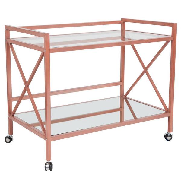 HomeSullivan Champagne Gold Finish Reef Knot Frame And Glass Top And Mirror  Bottom Bar Cart 40E085BS-07 - The Home Depot