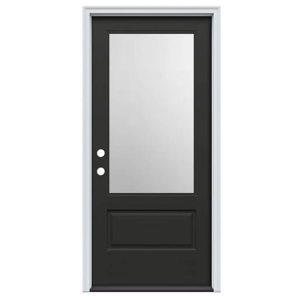 Direct Glaze 30 in. x 80 in. Right-Hand Inswing 3/4 Lite Clear Low-E Black Fiberglass Prehung Door on 6-9/16 in. Frame price history on PriceWatchPro