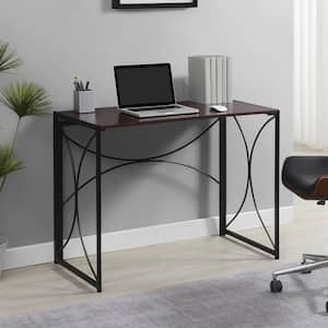 Nova 39.5 in, Rectangle Espresso/Black Particle Board Desk with Folding