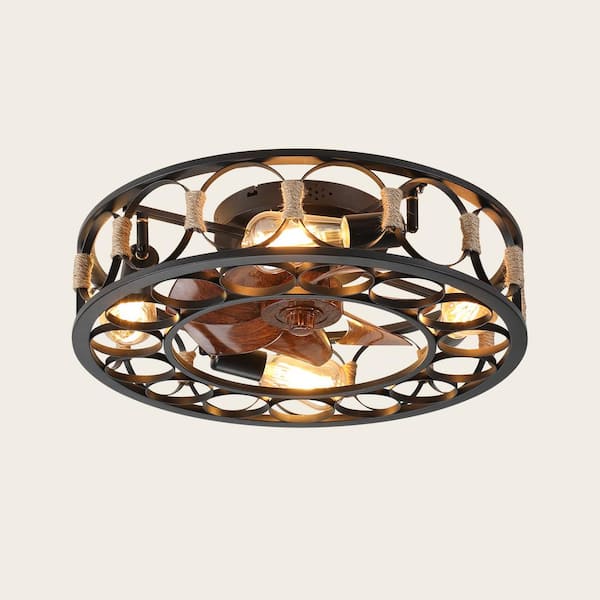 CIPACHO 19.68 in. Integrated LED Indoor Black Round Ceiling Fan with Remote
