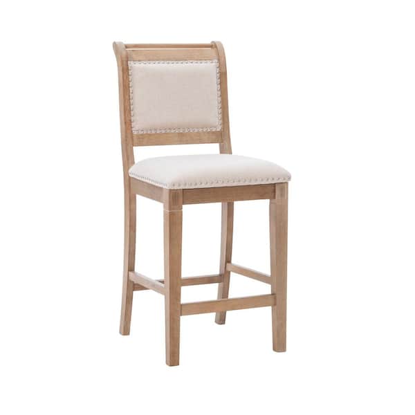 Linon Home Decor Brahm 42.75 in. H Natural wood Full back Counter-stool
