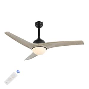 Sully 52 in. 1-Light App/Remote 6-Speed Propeller Integrated LED Indoor/Outdoor Gray Wood White Ceiling Fan