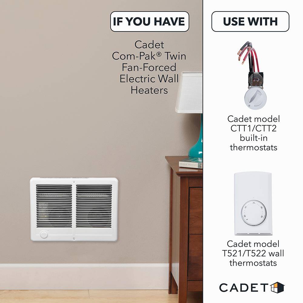 Black Twin Fan-Forced Electric Wall Heater with Thermostat