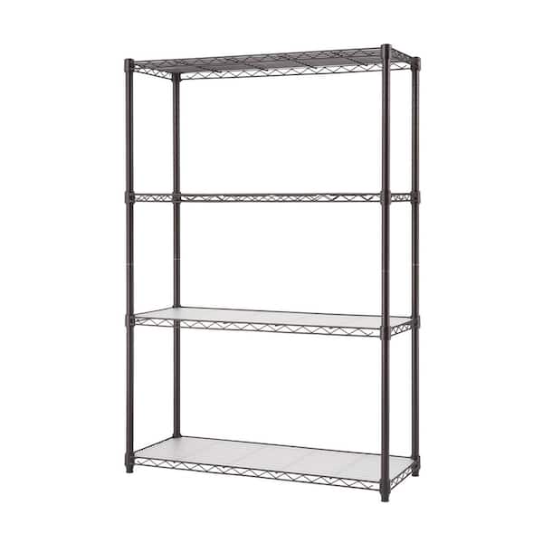 TRINITY Dark Bronze 4-Tier Steel Wire Shelving Unit with Liners (36 in. W x 54 in. H x 14 in. D)