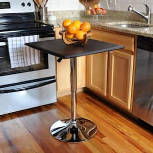 Classic 25 in. Square, Black and Chrome, Textured Vinyl, Adjustable Bistro Table (Seats 2)