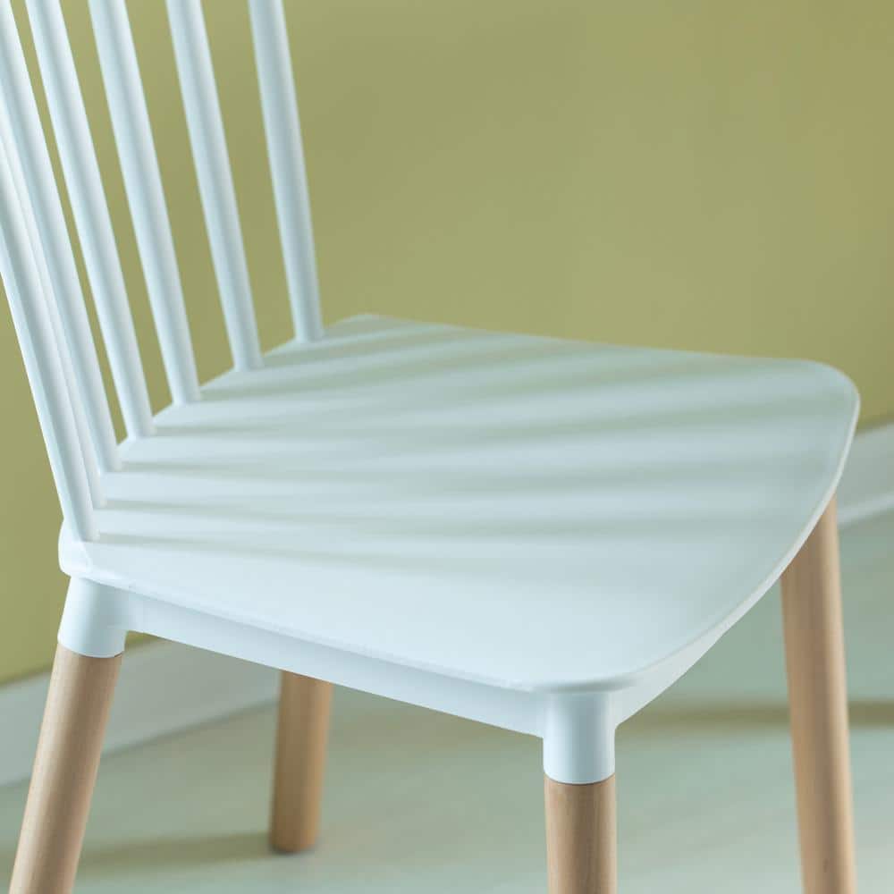 White High Slat Back Windsor Side Chair Set