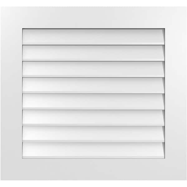 Ekena Millwork 30 in. x 28 in. Vertical Surface Mount PVC Gable Vent: Decorative with Standard Frame