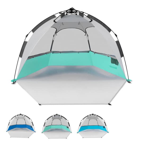 7.2 ft. x 4 ft. 2-3 Person Automatic Pop Up Camping Tent in Green Waterproof Portable Hiking Instant Cabin