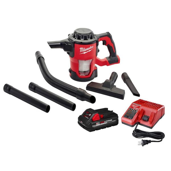 Milwaukee M18 18-Volt Lithium-Ion Cordless Compact Vacuum W/ 3.0Ah Battery and Charger