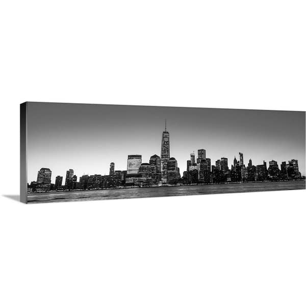 GreatBigCanvas "New York City Skyline in the Evening, and White" by Circle Capture Canvas Wall Art 2417945_24_60x20 - The Depot