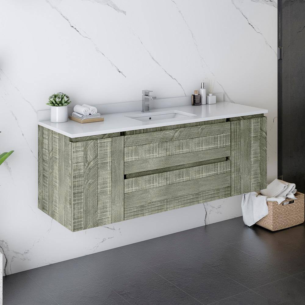Formosa 53" Gray Acacia Wall-Mounted Single Sink Vanity