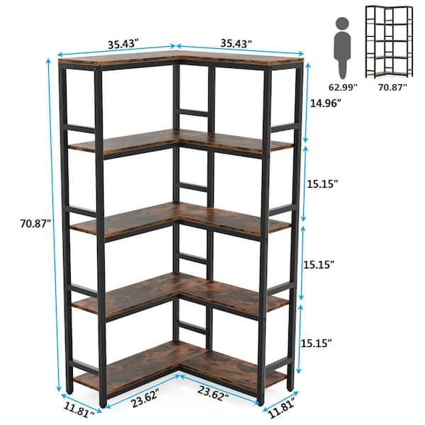 Tribesigns 6-Shelf Corner Bookshelf, 70.9 Tall L-Shaped Corner Bookcase  Large Etagere Book Shelving Unit Corner Shelves Stand Storage Display Rack