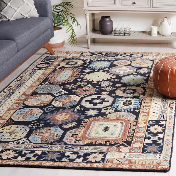 Aspen Black/Ivory 5 ft. x 8 ft. Bohemian Geometric Area Rug