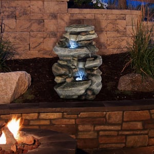 Outdoor Cascading Water Fountain with LED Lights