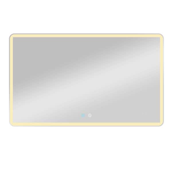 Unbranded 60 in. W x 36 in. H Rectangular Frameless Wall Bathroom Vanity Mirror in Natural