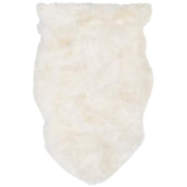 Sheep Skin 2 ft. x 5 ft. Natural/White Solid Color Area Rug
