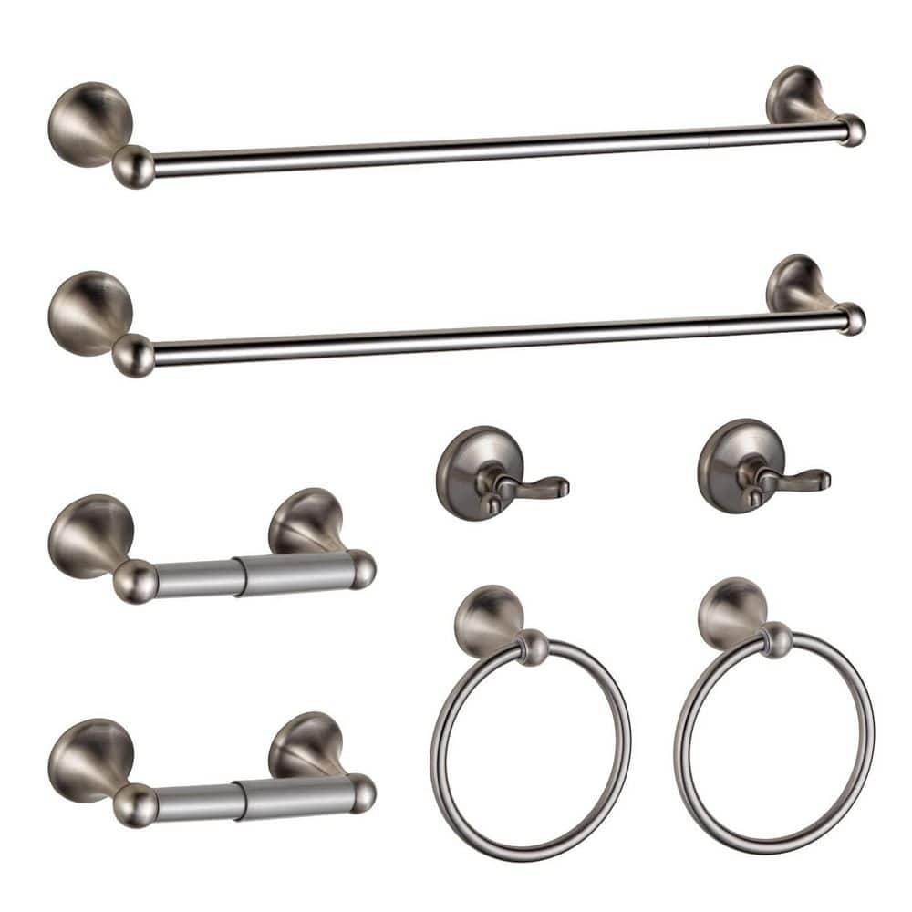 8-Piece Brushed Nickel Bathroom Hardware Set with Adjustable Expandable Towel Bars, Wall Mount price history on PriceWatchPro