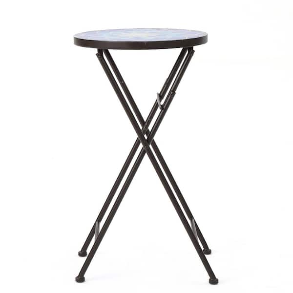 Azure Blue Stone Outdoor Patio Side Table
