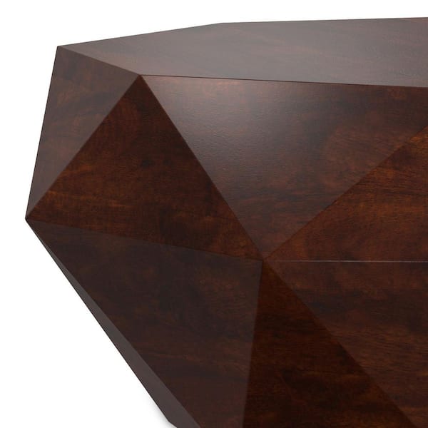 Simpli Home Zayn 35 in. Walnut Brown Wide Octagon Solid Acacia