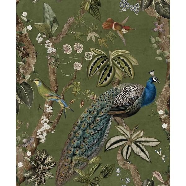 Cassia Peacock Green Non-Pasted Non-Woven Wallpaper (Covers 56 sq. ft.)