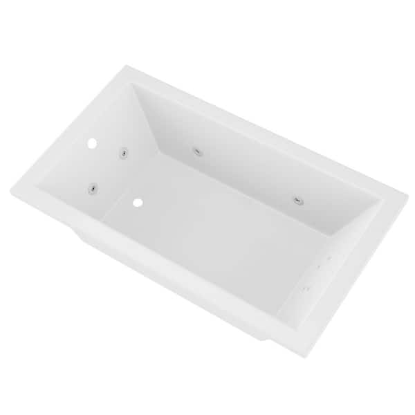 Sapphire Series 60 in. x 42 in. Rectangular Whirlpool Bathtub with Left Side Drain and V-Style Back Jets in Glossy White