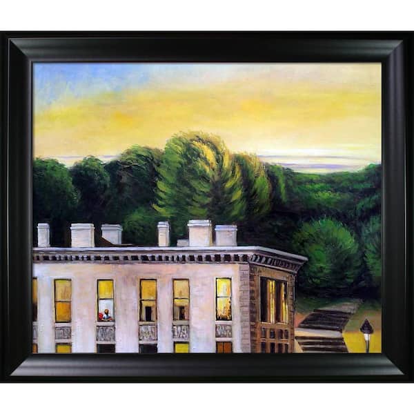 LA PASTICHE House At Dusk, 1935 by Edward Hopper Black Matte Framed Architecture Oil Painting Art Print 25 in. x 29 in.