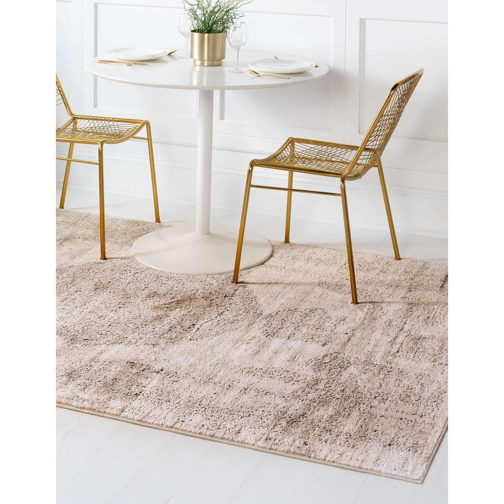 Ivory Medallion Easy-Care Synthetic Rectangular Area Rug