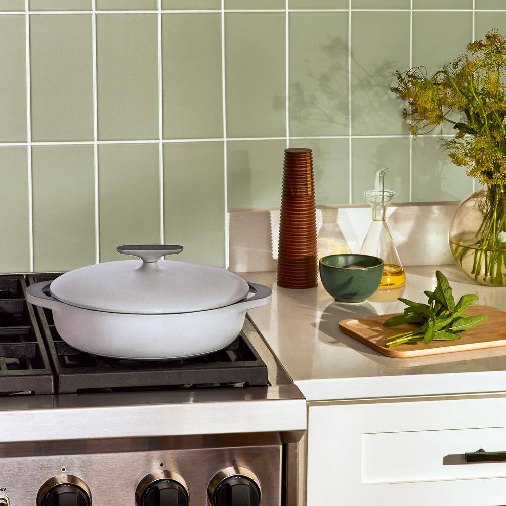 Terracotta Pink Enameled Cast Iron Braiser with Lid, 3.5 Qt
