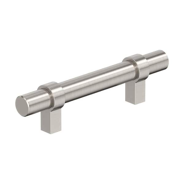 Central 3 in. (76mm) Modern Satin Nickel Bar Cabinet Pull