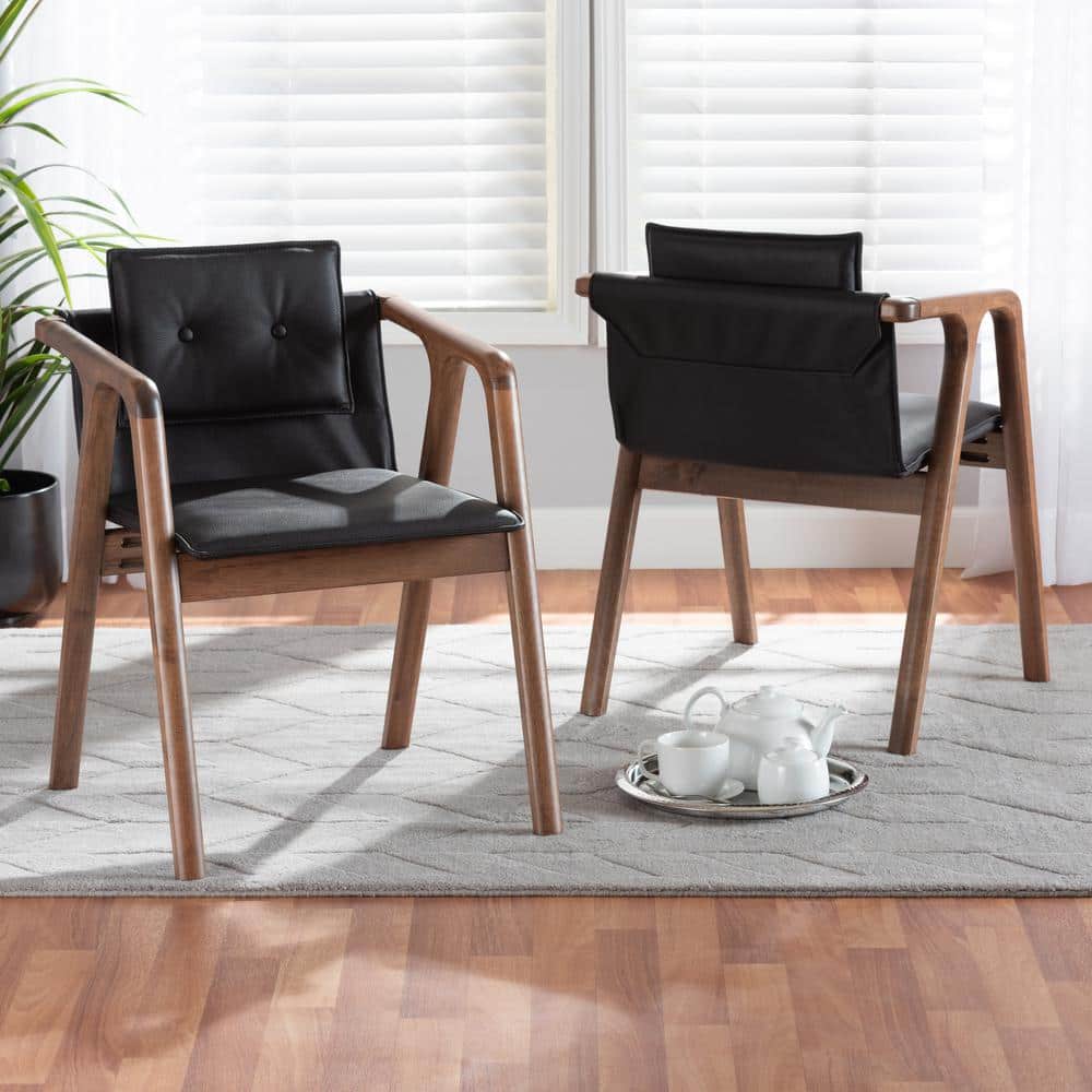 Elegant Mid-Century Modern Walnut Brown Wood & Cane Arm Chair