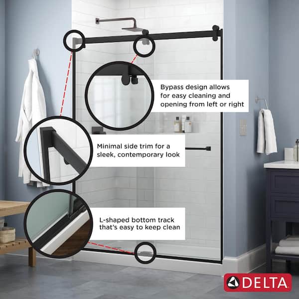 Delta Contemporary 60 in. x 58-3/4 in. Frameless Sliding Bathtub Door in  Matte Black with 1/4 in. Tempered Clear Glass SD5331536 - The Home Depot