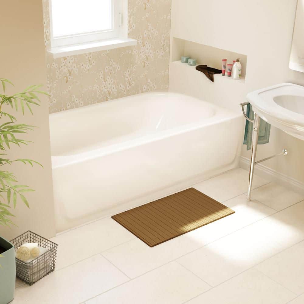 White Porcelain 60-Inch Left Drain Soaking Bathtub
