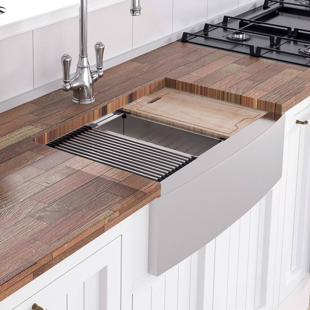 30'' Stainless Steel Farmhouse Single Bowl Kitchen Sink with Accessories