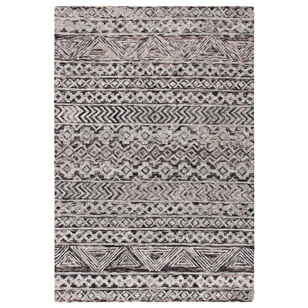 SAFAVIEH Abstract Gray/Brown Doormat 2 ft. x 3 ft. Chevron Aztec Area Rug