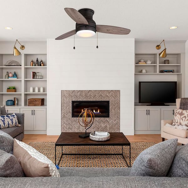 Ashby Park 44 in. White Color Changing Integrated LED Bronze Ceiling Fan with Light Kit and 3 Reversible Blades