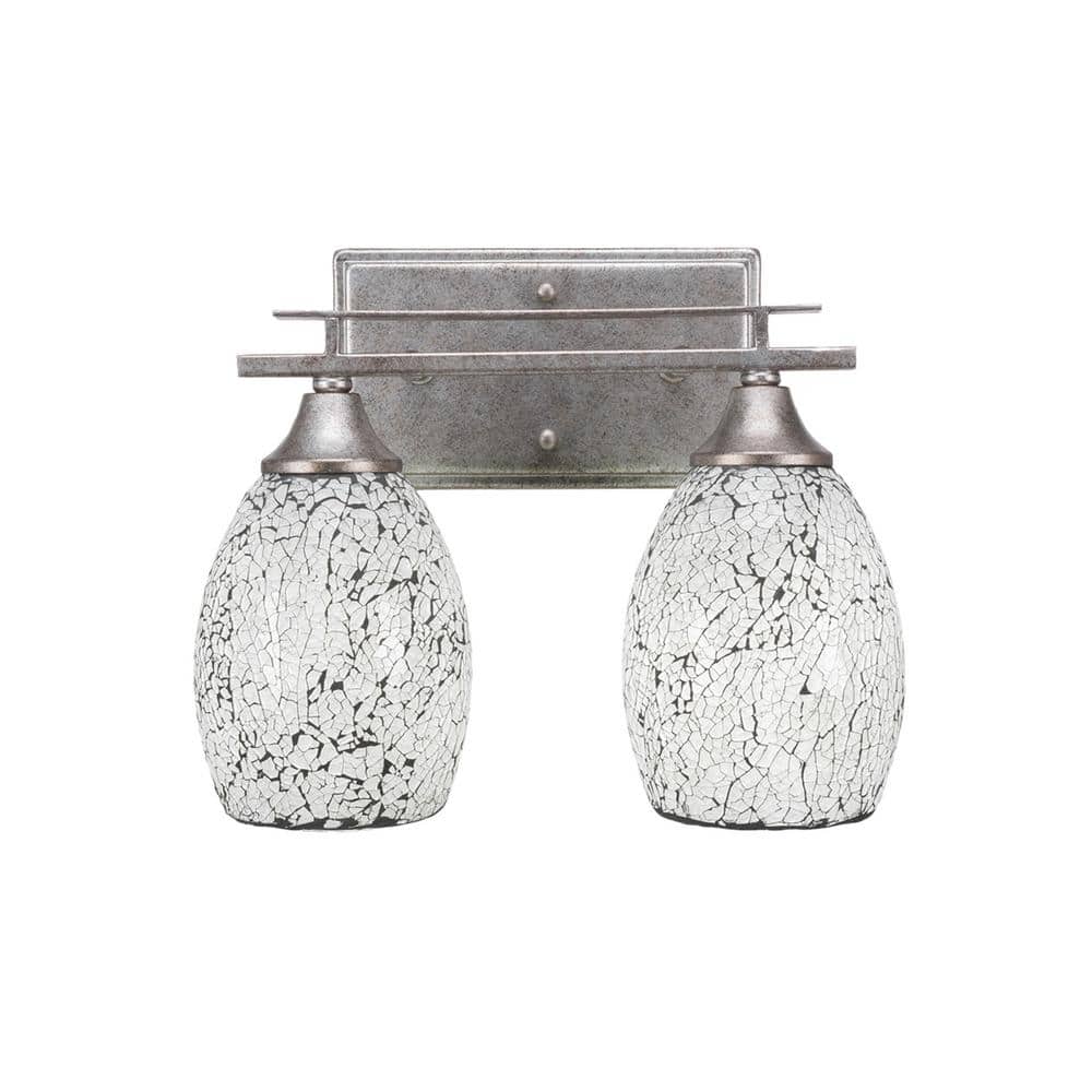 Ontario 12 in. 2-Light Aged Silver Vanity Light