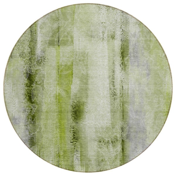 Sage 8 ft. Round Woven Border Polyester Round Indoor/Outdoor Area Rug