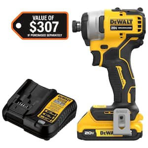 Atomic 20V Max Lithium-Ion Brushless Cordless Compact 1/4 in. Impact Driver Kit with 2.0Ah Battery and Charger