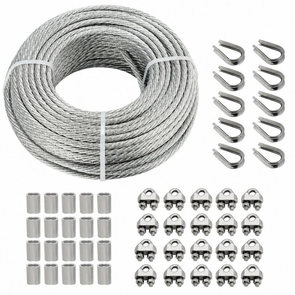 3/16 Galvanized Steel Wire Rope Kit 100ft 7x7 Construction Hot-Dip Coated for Outdoor Zipline and Hanging price history on PriceWatchPro