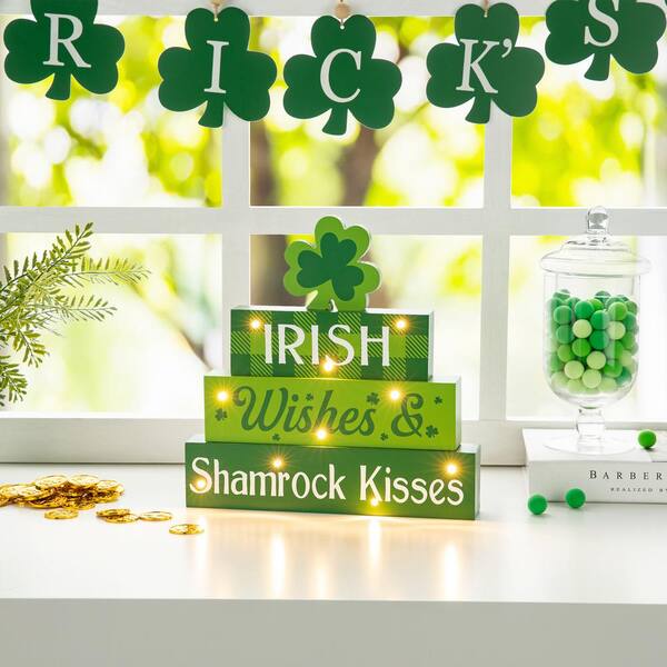 ST PATRICK'S DAY TABLE TOP WOODEN DECORATION WELCOME IRISH DECOR