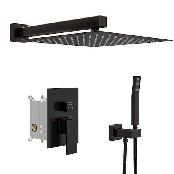 2-Spray Dual Wall Mount Fixed and Handheld Shower Head 1.8 GPM with 12 in. Adjustable Shower Head in Oil Rubber Bronze