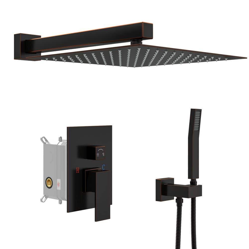 Dimakai 2-Spray Dual Wall Mount Square 10 in. Fixed and Dimakai 2-Spray Dual Wall Mount Square 10 in. Fixed and