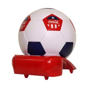 Soccer Ball Mini Fridge, 5 Can Beverage Cooler with Hidden Opening, White Red Black