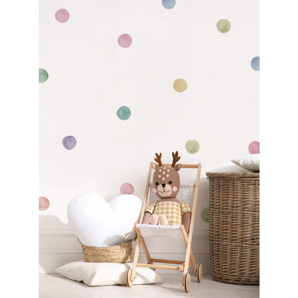 Dusky Pastel Watercolor Dots Peel & Stick Wall Decals