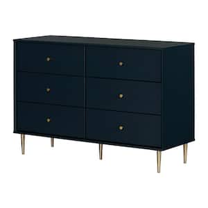 Dylane Navy Blue 6-Drawer 51.25 in. Dresser without Mirror