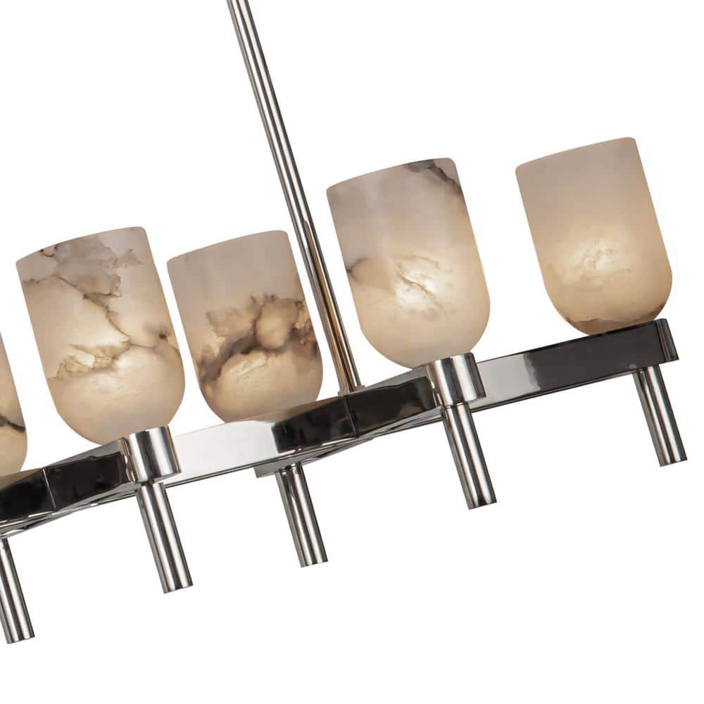 Lucian 52" Polished Nickel and Alabaster 10-Light Linear Pendant