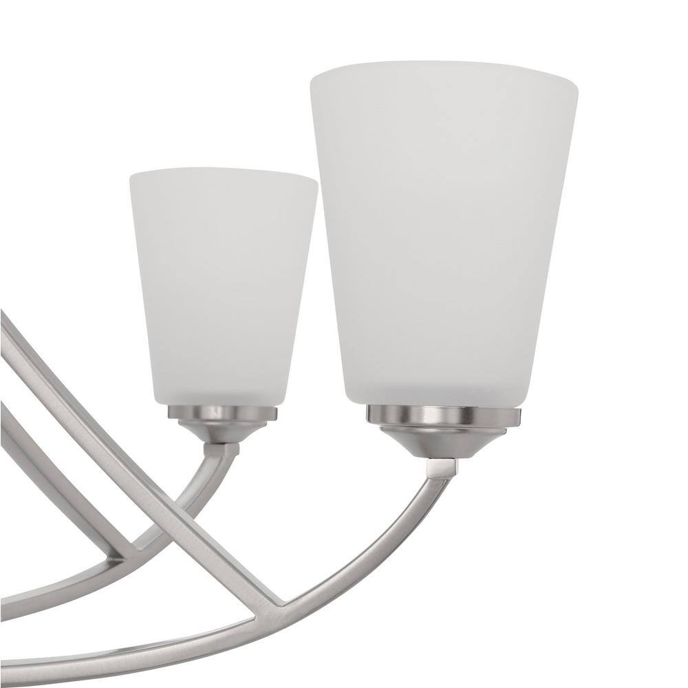 Contemporary Elegance Brushed Nickel 12-Light Chandelier with Etched White Glass