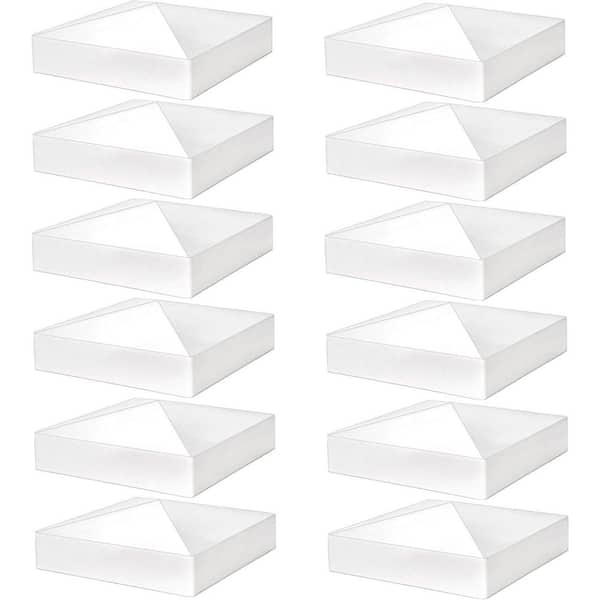 Afoxsos 5 x 5 Vinyl PVC Fence Post Caps Pyramid Design for Deck Mailbox Lamp Post Dock White 12-Pack Cable Railing System