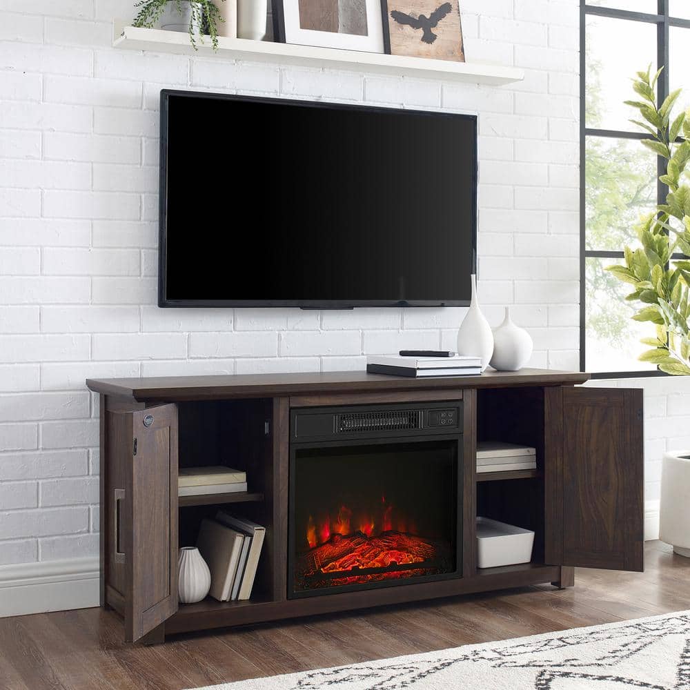 Camden 48" Dark Walnut TV Stand with Electric Fireplace